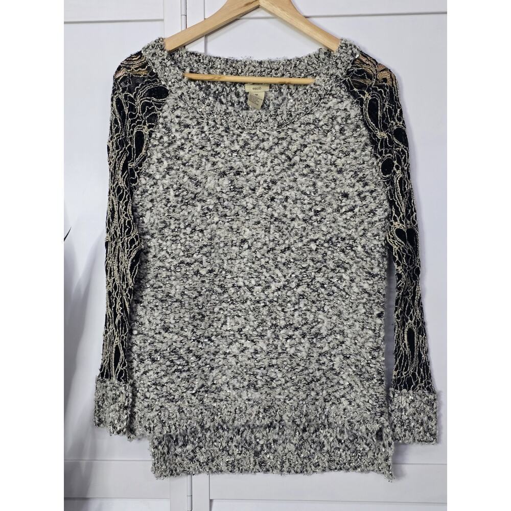 Escio Anthropologie Sweater Womens Medium Mixed Media Artsy Boho Popover